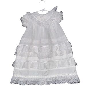 Vintage Allison Ann Girls White Lace Dress & Bloomers Set Size 6-9 Months
